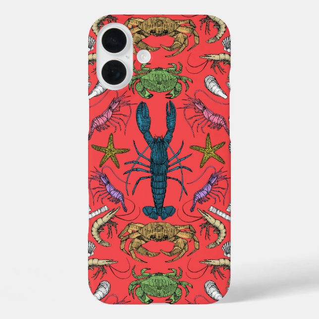 cornwall crustaceans damask pop red Case-Mate iPhone case (Back)