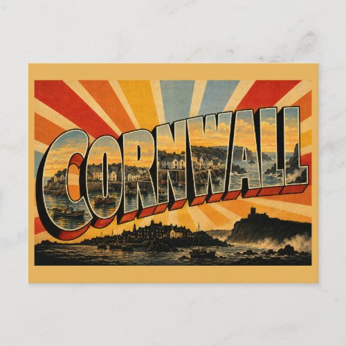 Cornwall England Vintage Travel Art Postcard