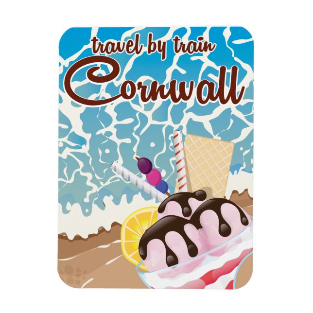 Cornwall ice cream cartoon travel poster magnet (Vertical)