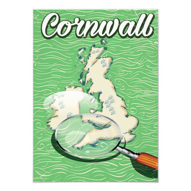 cornwall map vintage travel poster (Front)