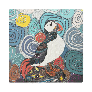 Cornwall puffin metal print