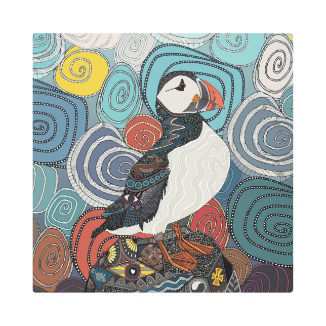 Cornwall puffin metal print (Front)