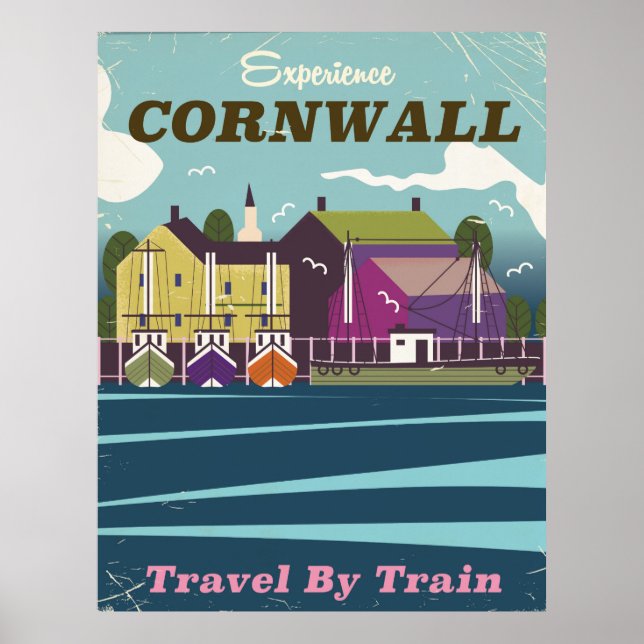 Cornwall retro old vacation poster. poster (Front)