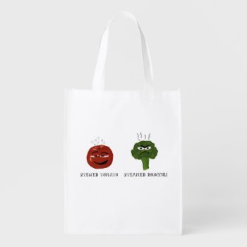Corny Funny Vegetable Puns Veggie Grocery Bag by sfcount at Zazzle