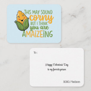 Corny Pun Cute and Funny Classroom Valentines Day Note Card