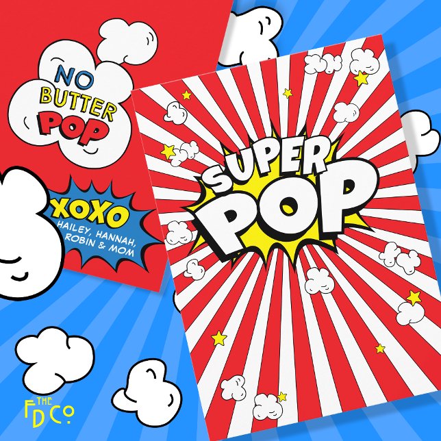 Corny SUPER POP! No Butter Pop! Popcorn Pun   Holiday Card (Creator Uploaded)