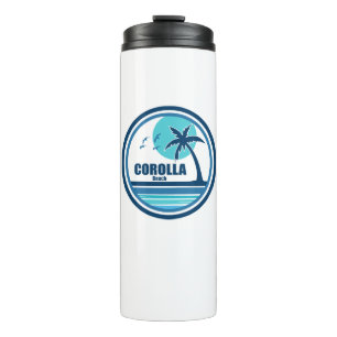 Corolla Beach North Carolina Palm Tree Birds Thermal Tumbler