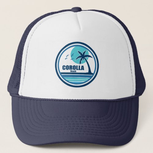 Corolla Beach North Carolina Palm Tree Birds Trucker Hat