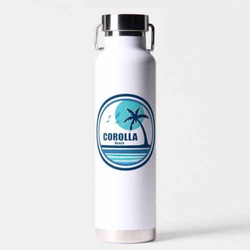 Corolla Beach North Carolina Palm Tree Birds Water Bottle
