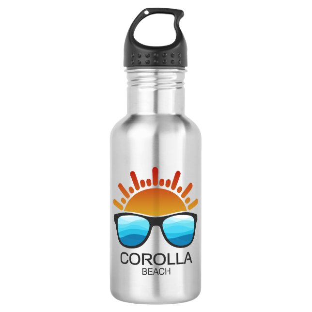 Corolla Beach North Carolina Sunglasses Stainless Steel Water Bottle (Front)