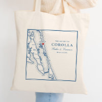 Corolla NC Map Elegant Navy Blue Wedding