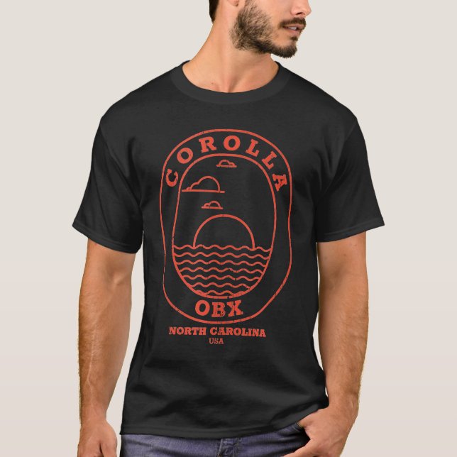 Corolla NC Summertime Vacationing Oval Sunrise Tan T-Shirt (Front)