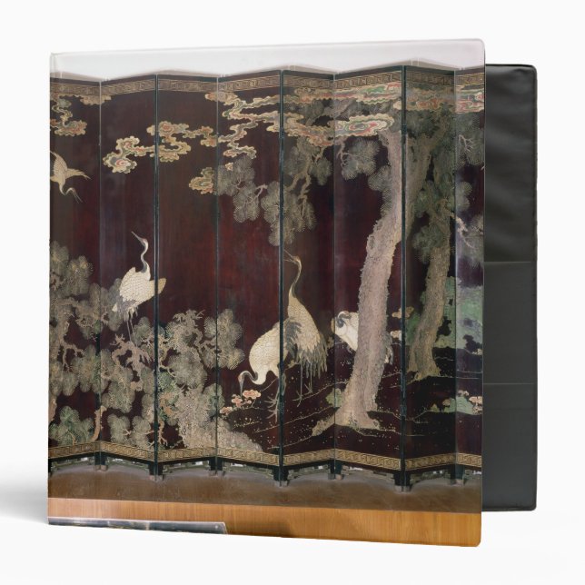 Coromandel screen depicting cranes binder (Front/Inside)