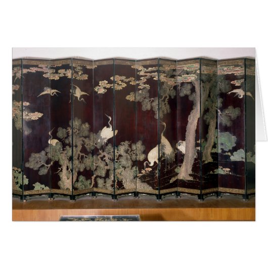 Coromandel screen depicting cranes cards (Front Horizontal)