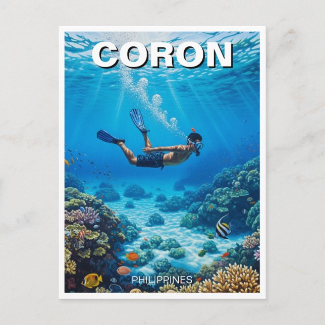 Coron Philippines Diver Postcard (Front)