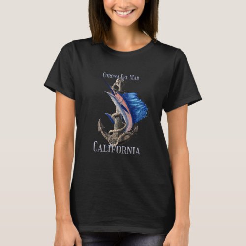Corona Del Mar California Swordfish Marlin Ocean F T_Shirt