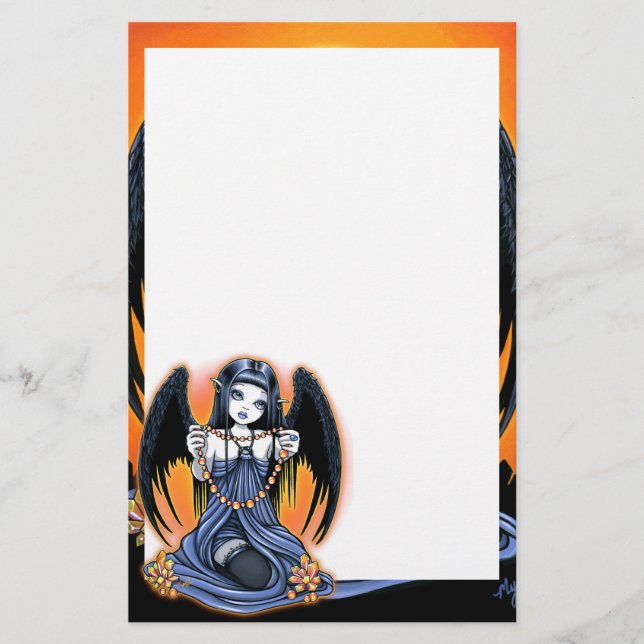 "Corona" Gothic Crystal Angel Art Stationery (Front)