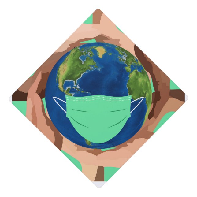 Corona Mask World   Graduation Cap Topper (Front)