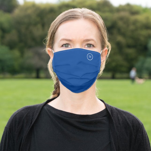 Accessories, Unisex Monogram Blue Face Masks