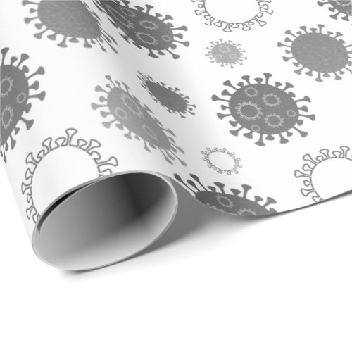 Corona Virus Pattern COVID_19 Silver Gray Wrapping Paper