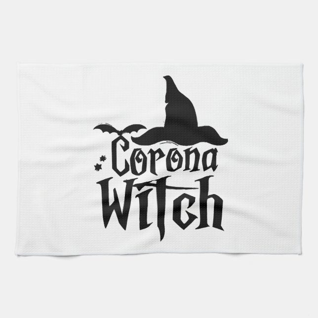 Corona Witch Halloween , Funny Halloween , Kitchen Towel (Horizontal)