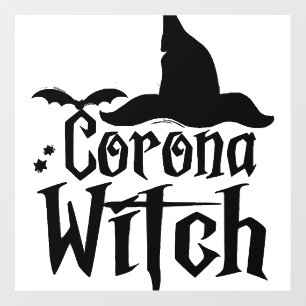 Corona Witch Halloween , Funny Halloween , Wall Decal