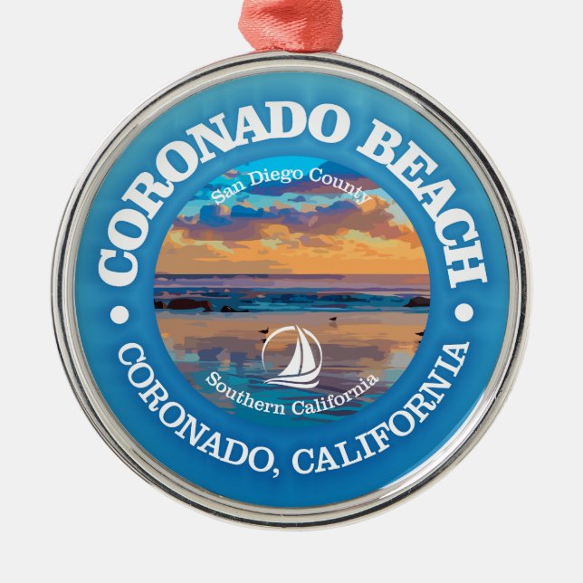 Coronado Beach (C) Metal Ornament (Front)