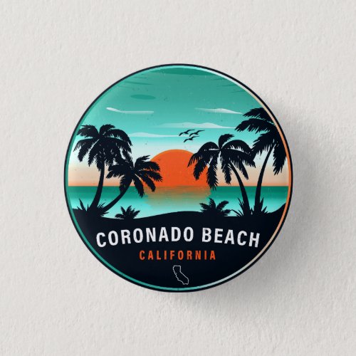 Coronado Beach California Retro Sunset Souvenirs Button