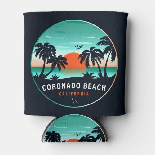 Coronado Beach California Retro Sunset Souvenirs Can Cooler