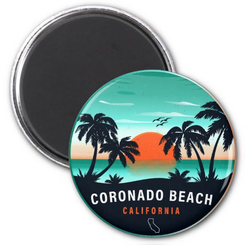 Coronado Beach California Retro Sunset Souvenirs Magnet