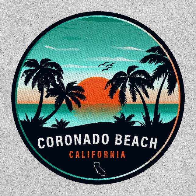 Coronado Beach California Retro Sunset Souvenirs Patch (Front)