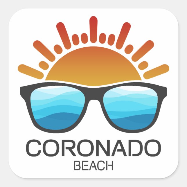 Coronado Beach California Sunglasses Square Sticker (Front)