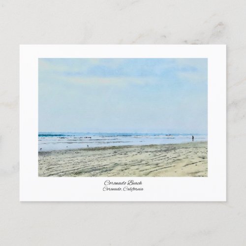 Coronado Beach California Watercolor Print Postcard