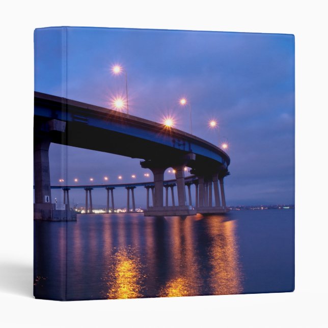 Coronado Bridge at Dusk 3 Ring Binder (Front/Spine)