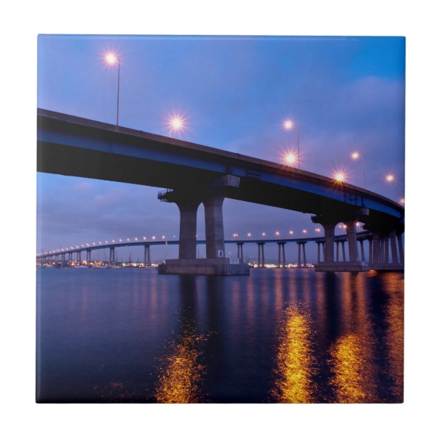 Coronado Bridge at Dusk Ceramic Tile (Front)