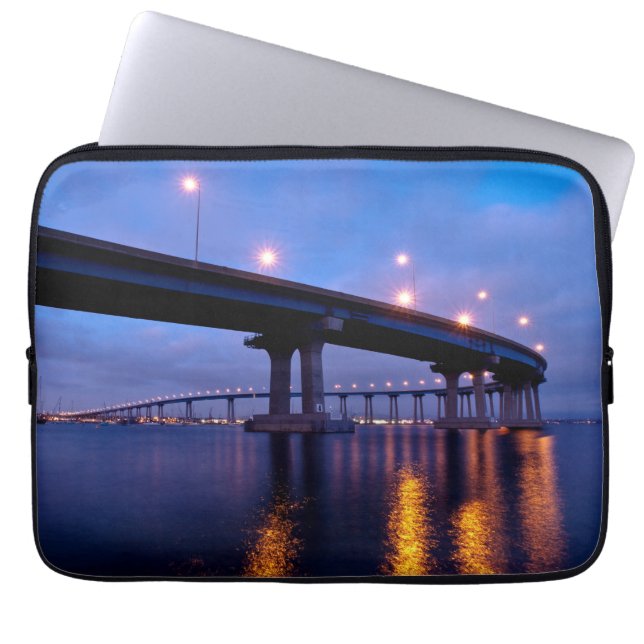 Coronado Bridge at Dusk Laptop Sleeve (Front)