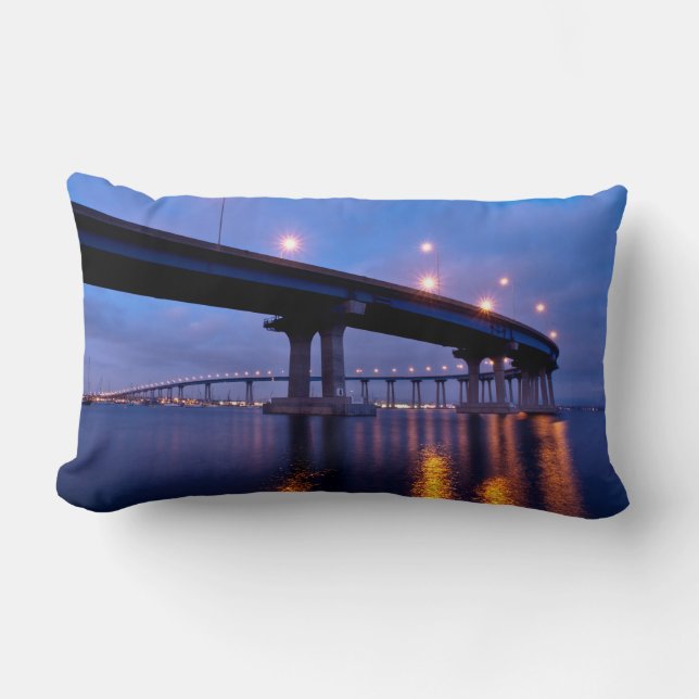 Coronado Bridge at Dusk Lumbar Pillow (Front)