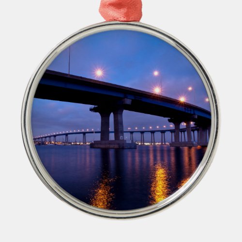 Coronado Bridge at Dusk Metal Ornament