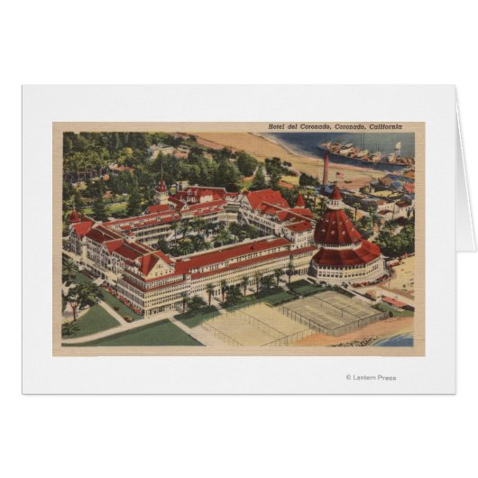 Coronado, CA - Bird's Eye of Hotel del Coronado Cards (Front Horizontal)