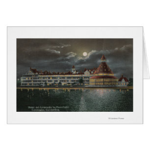 Coronado, CA - Moonlit View of Hotel del Coronad Cards