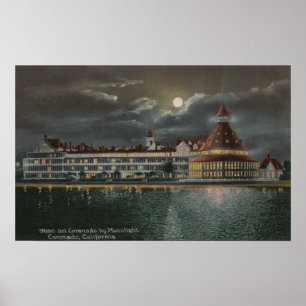 Coronado, CA - Moonlit View of Hotel del Coronad Poster
