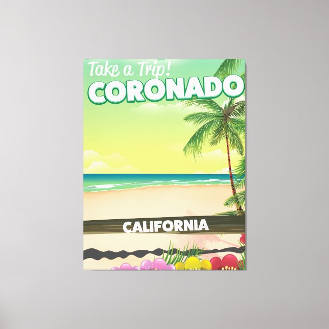 Coronado California beach travel poster Canvas Print (Front)