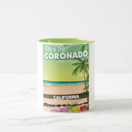 Coronado California beach travel poster Two_Tone Coffee Mug