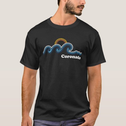 Coronado California CA Sufing Waves Sunset Vintage T_Shirt