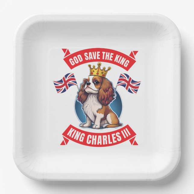 Coronation Cavalier King Charles Paper Plates (Front)
