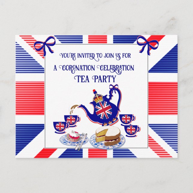  Coronation Celebration Tea Party Invitation Postc Postcard (Front)