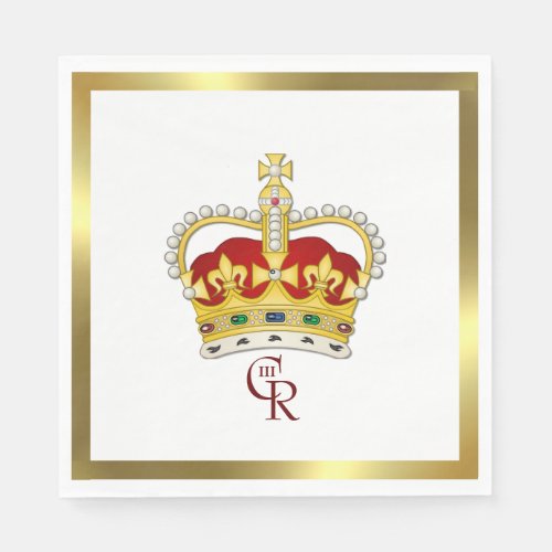 Coronation crown and monogram Paper Napkin