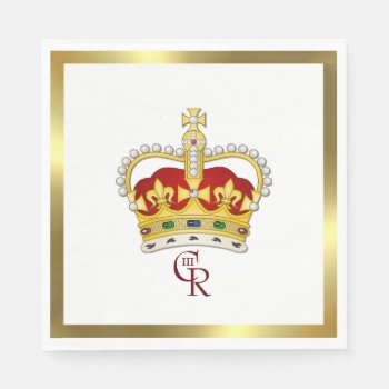 Coronation Crown And Monogram Paper Napkin by DazzleOnZazzle at Zazzle