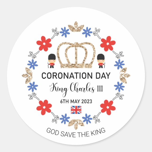 Coronation day 2023 King Charles III Classic Round Sticker (Front)