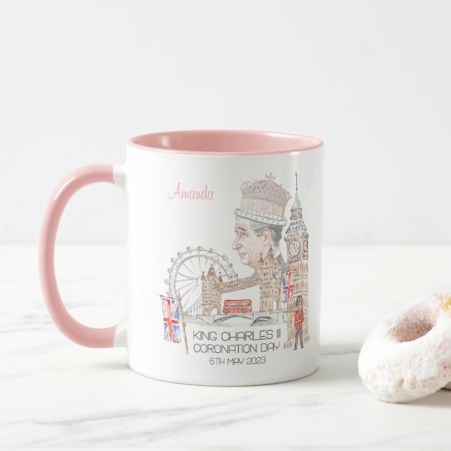 Coronation day 2023 King Charles III Personalized  Mug (With Donut)